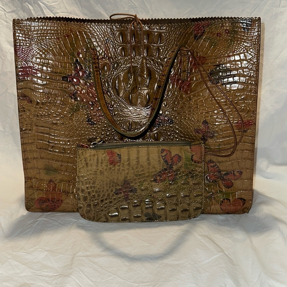 Suarez New York Farfalle Croc Printed Tote With Tie Closure + Coin Purse EVC
